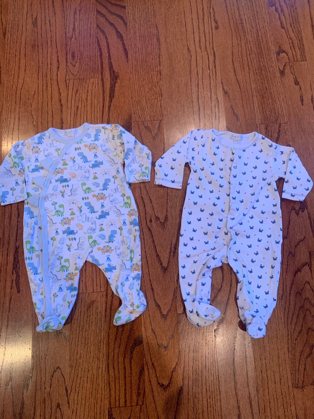 Kissy Kissy 6-9M Footie 100% Pima Cotton One Piece Pajamas | Dinosaur & Crab